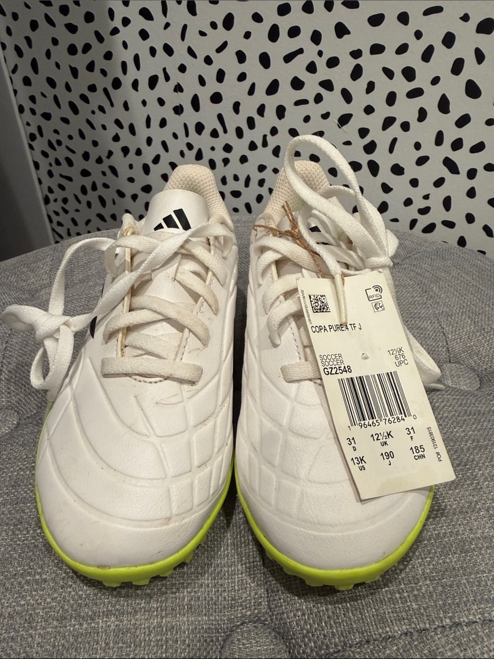adidas Kids White & Neon Green Pure4 Copa NWT Soccer Cleats Shoes 13Y